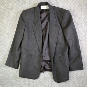 Evan Picone Women's Charcoal‎ Gray Wool Blend Blazer Size 8